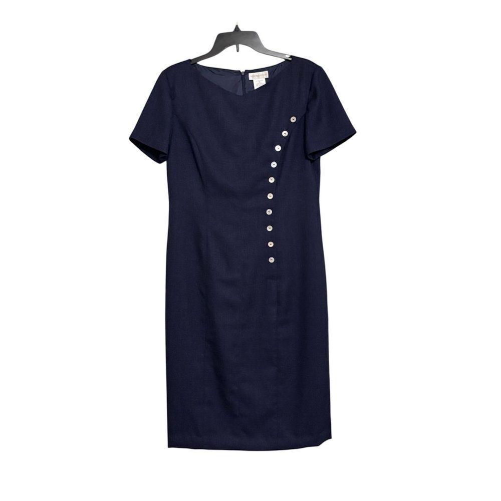 Worthington | Women’s Navy Blue Career Business Dress Pearlized Buttons Size 10